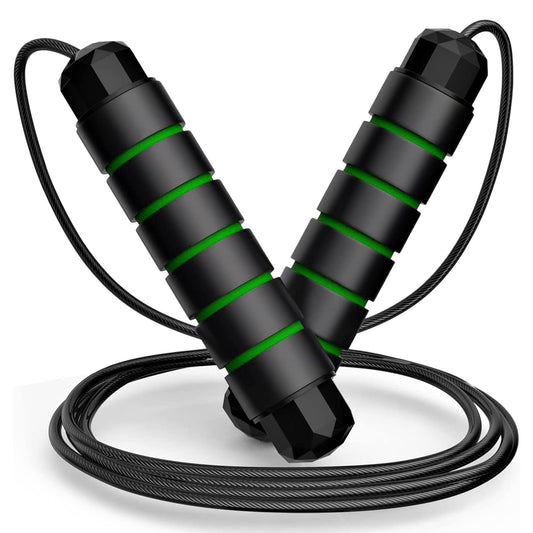 Premium Sports Speed Skipping Rope, Jump Rope with Pvc Handle, Multicolor Pvc Pencil Skipping Rope for Men, Women, Boys & Girls (Black &Green) 19226