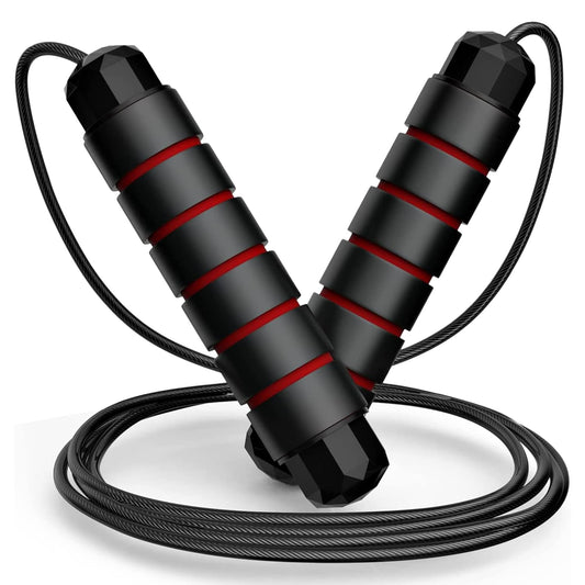 Premium Sports Speed Skipping Rope, Jump Rope with Pvc Handle, Multicolor Pvc Pencil Skipping Rope for Men, Women, Boys & Girls (Black & Red) 19227