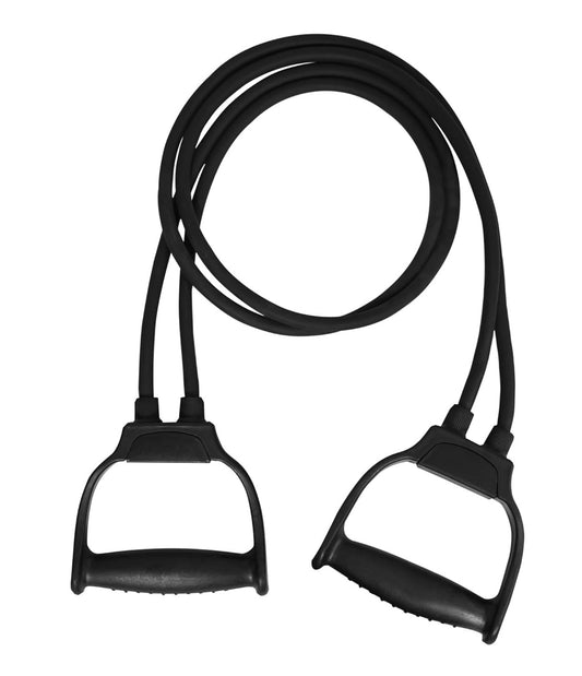 Premium Double Toning Tube Resistance Band for Workout for Men & Women, Exercise Bands with Heavy Quality Grip (Black) 19226