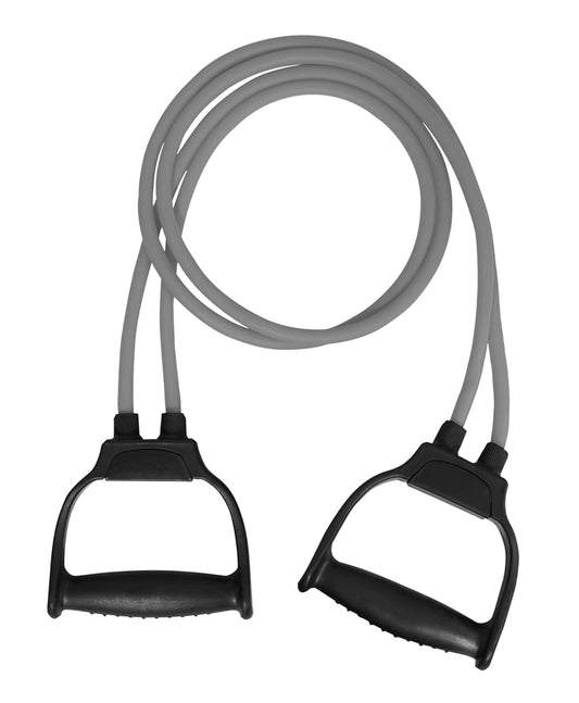 Premium Double Toning Tube Resistance Band for Workout for Men & Women, Exercise Bands with Heavy Quality Grip (Grey) 19227
