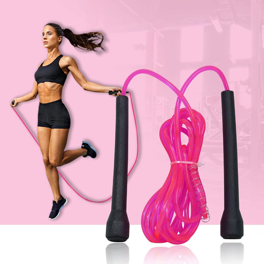 Premium Sports Speed Skipping Rope, Jump Rope with Pvc Handle, Multicolor Pvc Pencil Skipping Rope for Men, Women, Boys & Girls (Pink) 19226