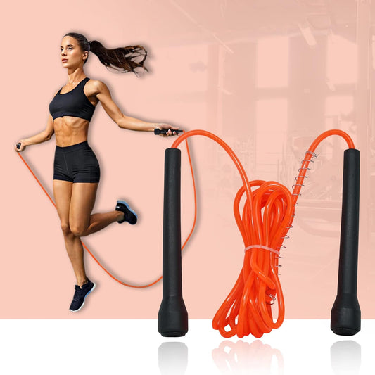 Premium Sports Speed Skipping Rope, Jump Rope with Pvc Handle, Multicolor Pvc Pencil Skipping Rope for Men, Women, Boys & Girls (Orange) 19226