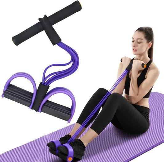 4-Tube Yoga Pedal Pull Reducer Resistance Band, Crossfit Exercise Fitness Tummy Body Building Equipment, for Abdomen/Waist/Arm/Leg Stretching... 18057